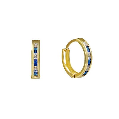 Women's Earrings 10k Gold and Blue-white Zircon 13mm. Color: yellow | Doucet Latendresse