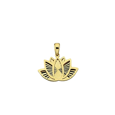 Striped flower pendant for women 10k Gold (without chain)?. Color: yellow | Doucet Latendresse