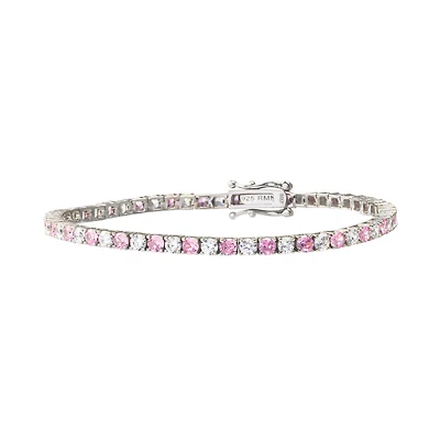 Women's tennis bracelet - .925 silver and white pink cubic zirconia. Color: silver | Doucet Latendresse