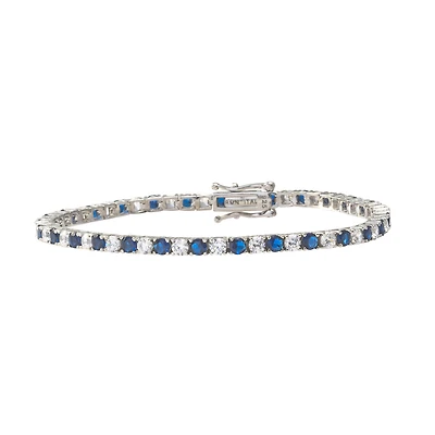 Women's tennis bracelet - blue sapphire - .925 silver and white cubic zirconia. Color: silver | Doucet Latendresse