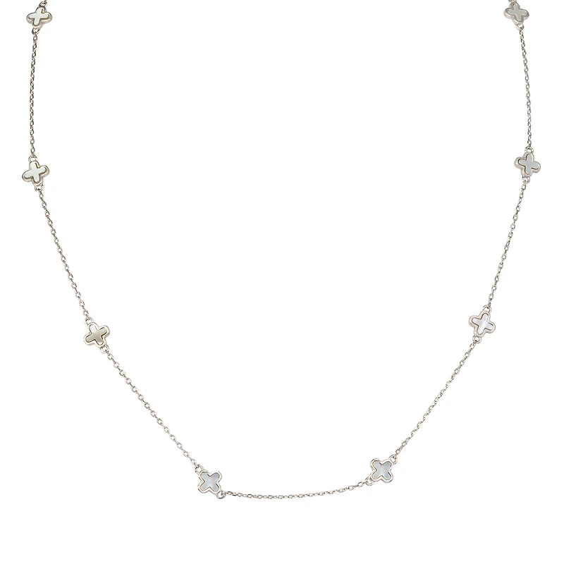 Collier Femme- trèfle nacré  -argent.925-rhodium. Color: argent | Doucet Latendresse