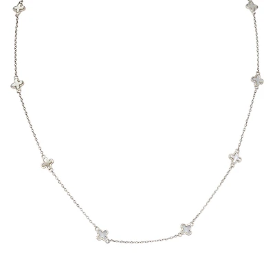 Collier Femme- trèfle nacré  -argent.925-rhodium. Color: argent | Doucet Latendresse