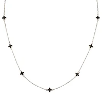 Collier Femme- trèfle onyx noir  -argent.925-rhodium. Color: argent | Doucet Latendresse