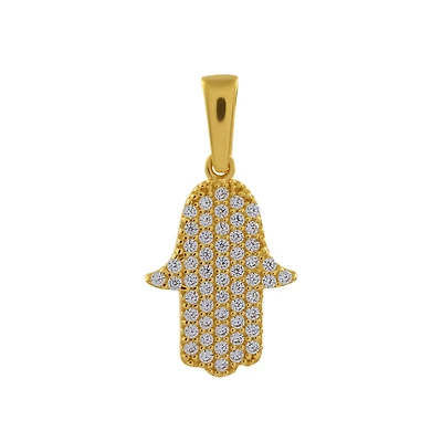 Women's Pendant -Hand of Fatima- Gold-10k & Cubic Zirconia (without chain). Color: yellow | Doucet Latendresse