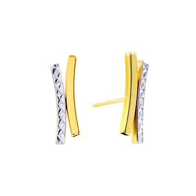 Boucles d'oreilles pour Femme pendantes deux-tons  Or-10k. Color: 2 tons | Doucet Latendresse