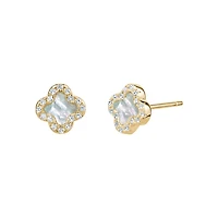 Boucles d'oreilles trèfle femme nacre.925 jaune&cz. Color: jaune | Doucet Latendresse