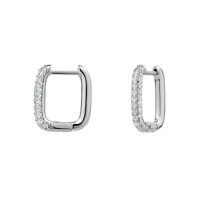 Boucles d'oreilles femme-rectangulaire argent.925 & cz. Color: blanc | Doucet Latendresse