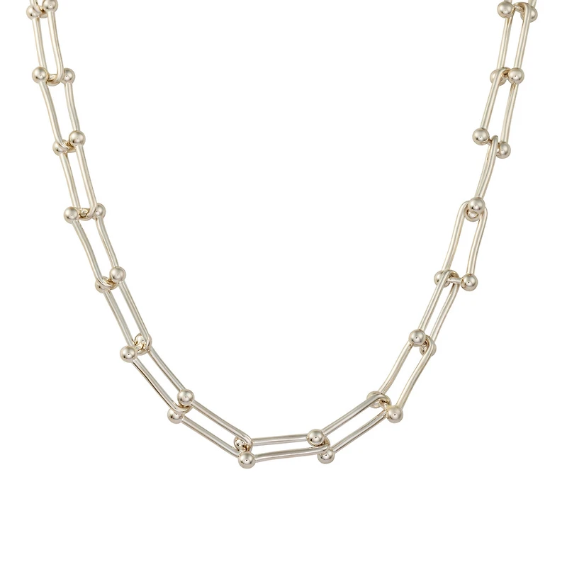 Collier en Argent Sterling avec Maillons Barres et Billes. Color: blanc | Doucet Latendresse