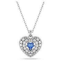Idyllia Blue Heart Pendant in Rhodium-Plated Metal - 17