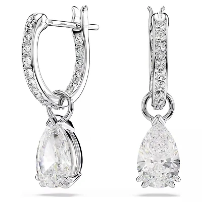 Boucles d'Oreilles Stilla en Métal Rhodié avec Cristaux Swarovski - 2 x 0.5 cm. Color: blanc | Doucet Latendresse