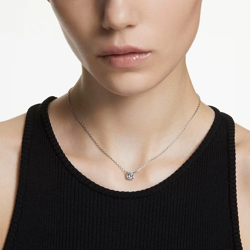 Collier Stilla en Métal Rhodié avec Cristal Swarovski - 38 - 42 cm. Color: blanc | Doucet Latendresse