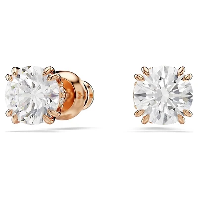 Clous d'Oreilles Stillaen Métal Plaqué Or Rose avec Cristal Swarovski - 0.6 x 0.6 cm. Color: rose | Doucet Latendresse