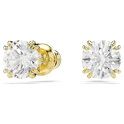 Clous d'Oreilles Stilla en Métal Plaqué Or avec Cristal Swarovski - 0.6 x 0.6 cm. Color: jaune | Doucet Latendresse