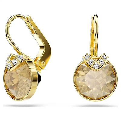 Boucle d'Oreilles Bella V en Métal Plaqué Or avec Cristaux Swarovski - 1.8 x 9 cm. Color: jaune | Doucet Latendresse