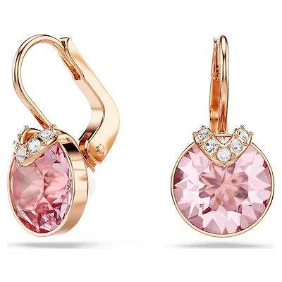 Boucles d'Oreilles Bella V en Métal Plaqué Or Rose avec Cristaux Swarovski - 1.8 x 1 cm. Color: rose | Doucet Latendresse