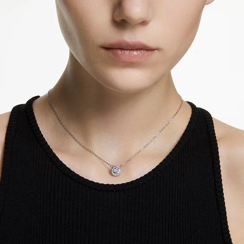 Collier Una Angelic en Métal Rhodié avec Cristaux Swarovski - 38 - 44 cm. Color: blanc | Doucet Latendresse