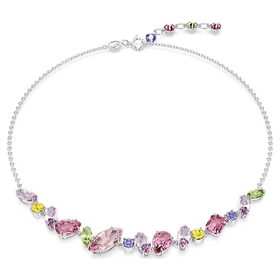 Gema Necklace in Rhodium Plated Metal with Swarovski Crystals - 38 - 42 cm. Color: white | Doucet Latendresse