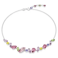 Collier Gema en Métal Rhodié avec Cristaux Swarovski - 38 - 42 cm. Color: blanc | Doucet Latendresse