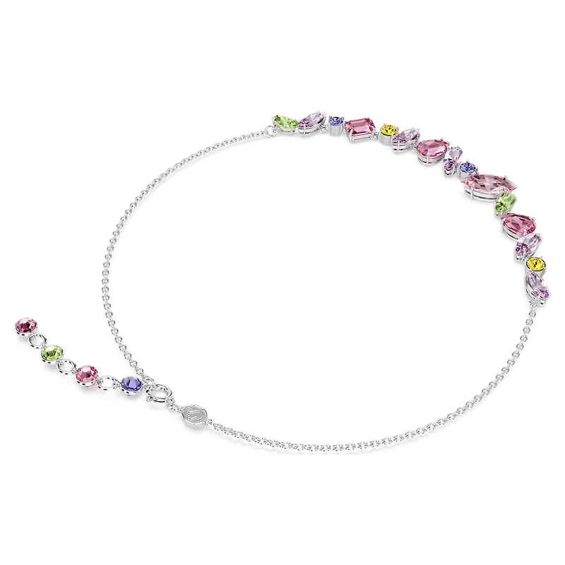 Collier Gema en Métal Rhodié avec Cristaux Swarovski - 38 - 42 cm. Color: blanc | Doucet Latendresse