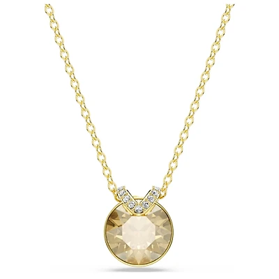 Bella V Necklace in Gold Plated Metal with Swarovski Crystals - 43cm. Color: yellow | Doucet Latendresse