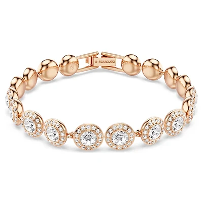 Bracelet Una Angelic en Métal Plaqué Or Rose avec Cristaux Swarovski - 16.5 - 18.5 cm. Color: rose | Doucet Latendresse