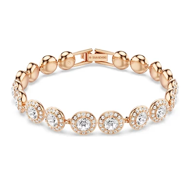 Una Angelic Bracelet in Rose Gold Plated Bangle with Swarovski Crystals - 18.5cm. Color: pink | Doucet Latendresse