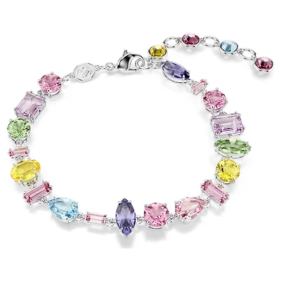Bracelet Gema en Métal Rhodié avec Cristaux Swarovski - 16.5 - 20.5 cm. Color: blanc | Doucet Latendresse