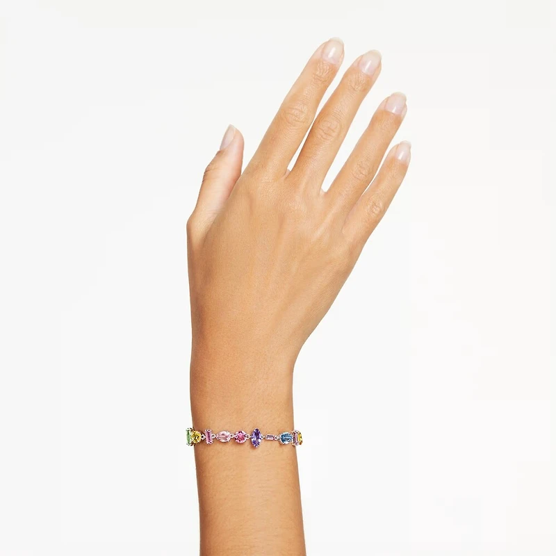 Bracelet Gema en Métal Rhodié avec Cristaux Swarovski - 16.5 - 20.5 cm. Color: blanc | Doucet Latendresse