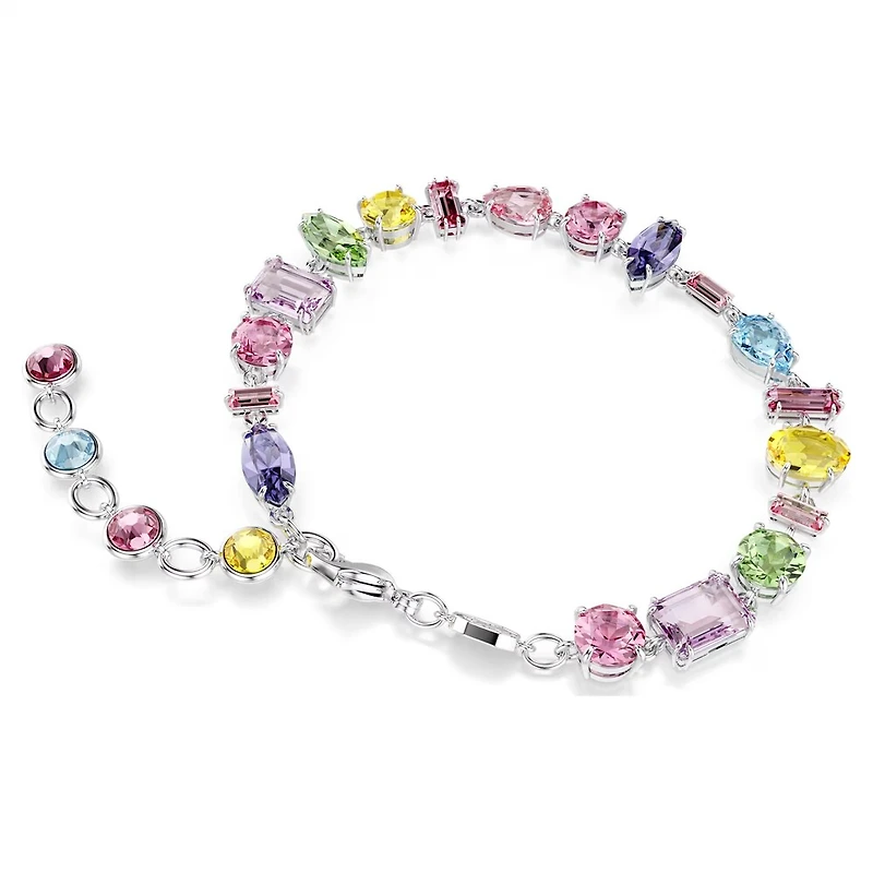 Bracelet Gema en Métal Rhodié avec Cristaux Swarovski - 16.5 - 20.5 cm. Color: blanc | Doucet Latendresse