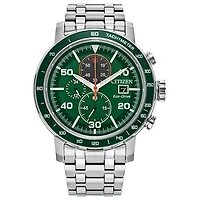 Citizen Eco-Drive Chronograph Watch – 44mm Green Dial Stainless Steel | Doucet Latendresse