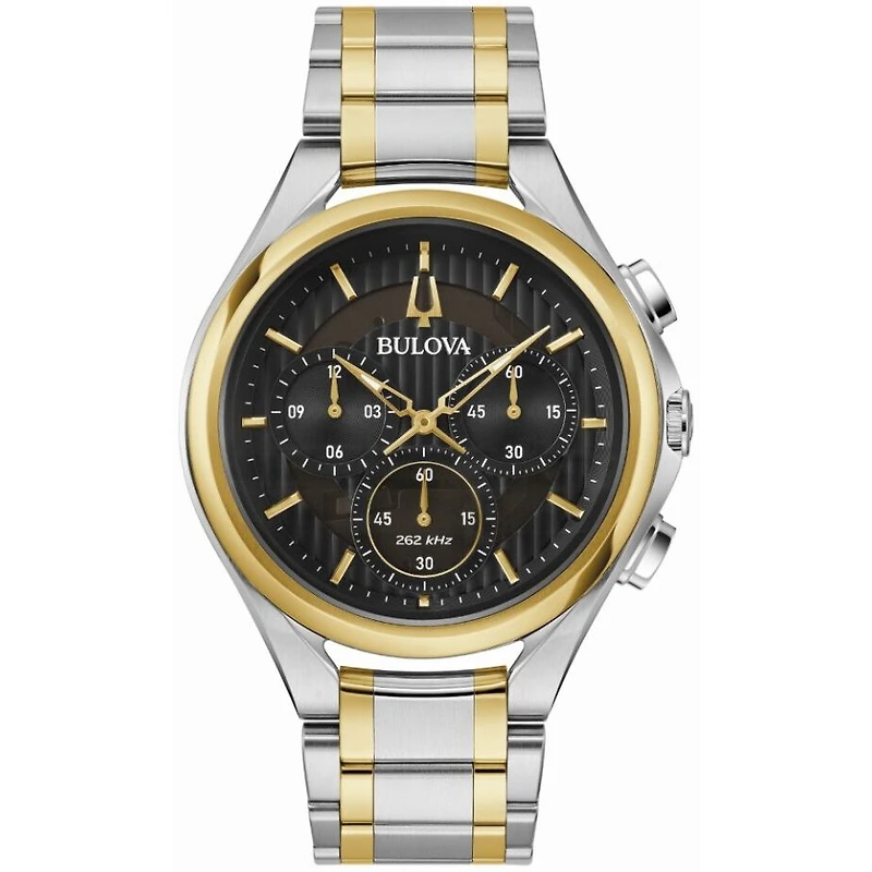 Bulova CURV 44mm Two-Tone Stainless Steel Chronograph Watch – Black Dial | Doucet Latendresse