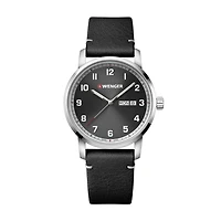 Montre Wenger Attitude avec Bracelet en Cuir et Boitier en Acier Inoxydable