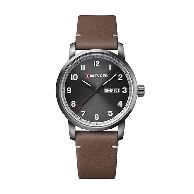 Wenger Watch Attitude with Leather Bracelet and Stainless Steel Case