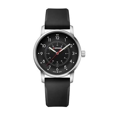 Wenger Watch Avenue Black with Silicone Bracelet and Stainless Steel Case - 42mm | Doucet Latendresse