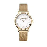 Montre pour dames avec cadran blanc-argenté et bracelet en or | Doucet Latendresse