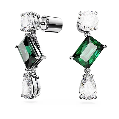 Pendantes d'Oreilles Constella en Métal Rhodié avec Cristaux Swarovski - 2.6 x 1 cm. Color: blanc | Doucet Latendresse