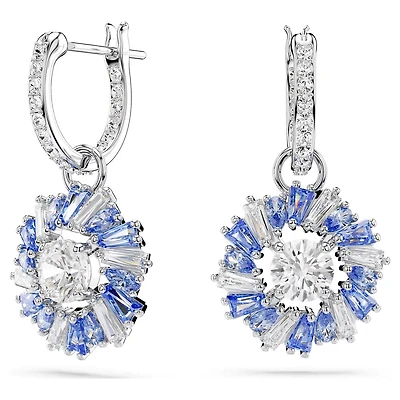 Boucles d'Oreilles Pendantes Idyllia en Métal Rhodié avec Cristaux Swarovski - 2.7 x 1.4 cm. Color: blanc | Doucet Latendresse