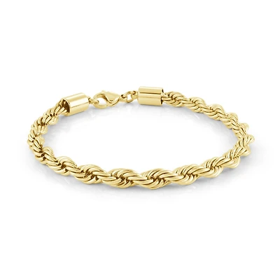 Braclet torsade en acier inoxydable 7.5'' 5MM. Color: jaune | Doucet Latendresse