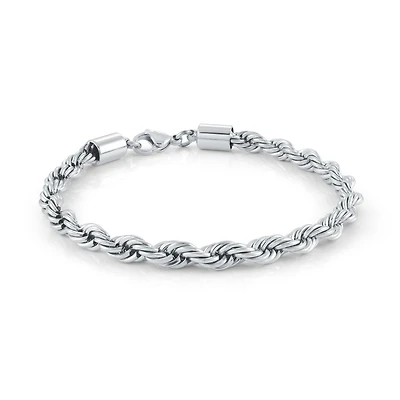 Stainless Steel 5mm Twisted Braclet - 7.5''. Color: white | Doucet Latendresse