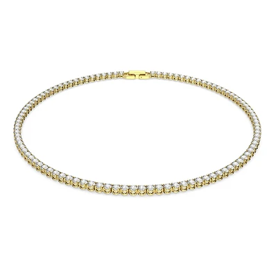 Matrix Tennis Necklace in Rose Gold Plated Metal with Swarovski Crystals - 38cm. Color: yellow | Doucet Latendresse
