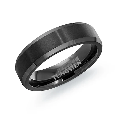 Tungsten Brushed and Polished Black Man's Band - 6mm. Color: black | Doucet Latendresse