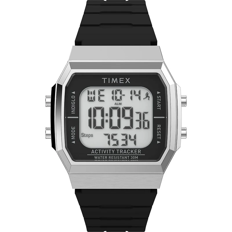 Montre Timex pour le suivi des activités et des pas, 40 mm, argent et noir | Doucet Latendresse