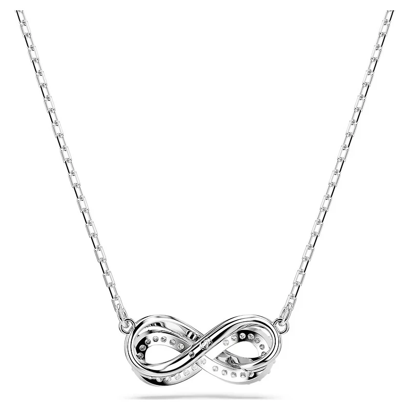 Collier Hyperbola en Métal Rhodié avec Cristaux Swarovski - 38 - 45 cm. Color: blanc | Doucet Latendresse