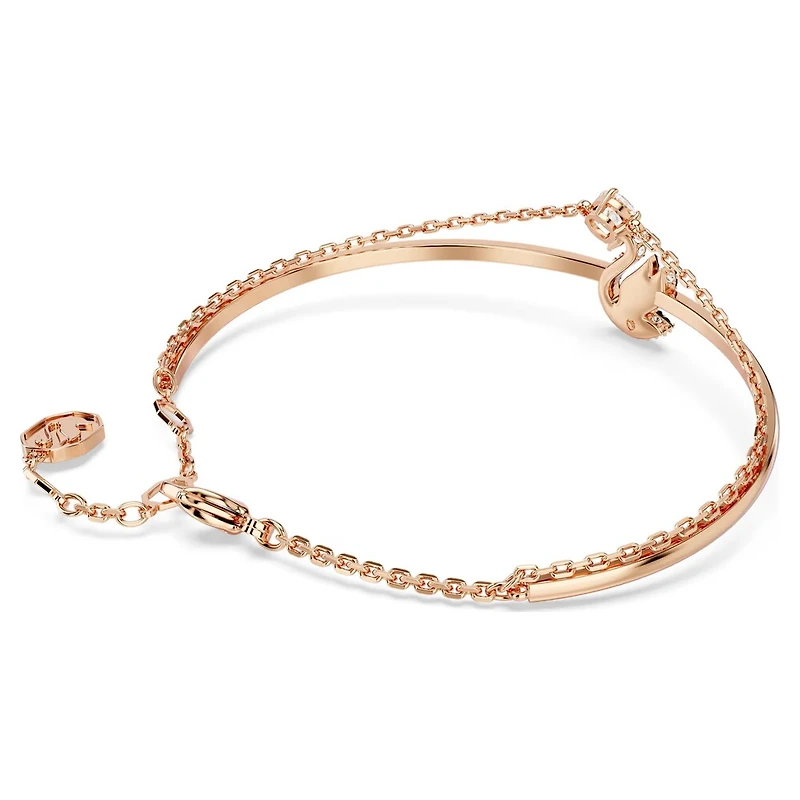 Swan Bangle in Rose Gold Plated Metal with Swarovski Crystals - 6.5