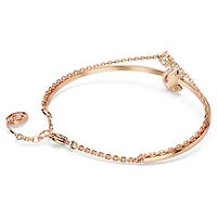 Swan Bangle in Rose Gold Plated Metal with Swarovski Crystals - 6.5
