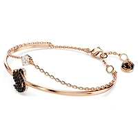 Swan Bangle in Rose Gold Plated Metal with Swarovski Crystals - 6.5