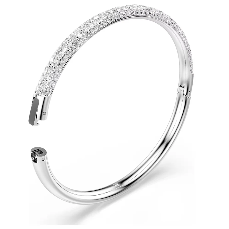 Bracelet-jonc Sublima en Métal Rhodié avec Cristaux Swarovski - 17.3cm. Color: blanc | Doucet Latendresse