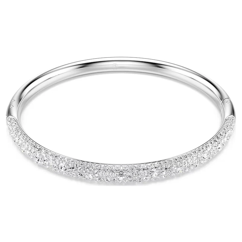 Sublima Bangle in Rhodium-Plated Metal with Swarovski Crystals - 6.5