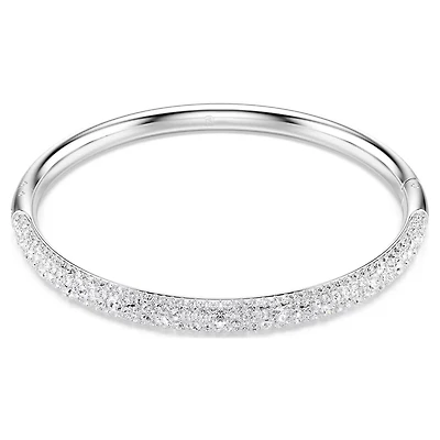 Sublima Bangle in Rhodium-Plated Metal with Swarovski Crystals - 6.5