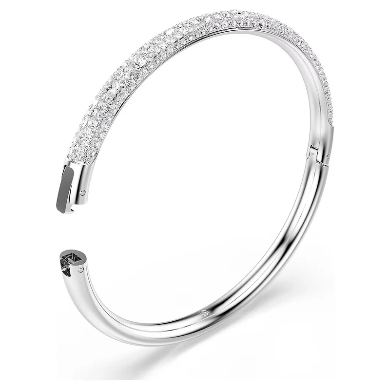 Sublima Bangle in Rhodium-Plated Metal with Swarovski Crystals - 6.5